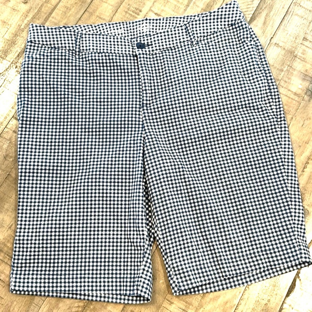 St John’s Bay Bermuda Shorts Gingham Pattern Blue & White Size 18W Excellent